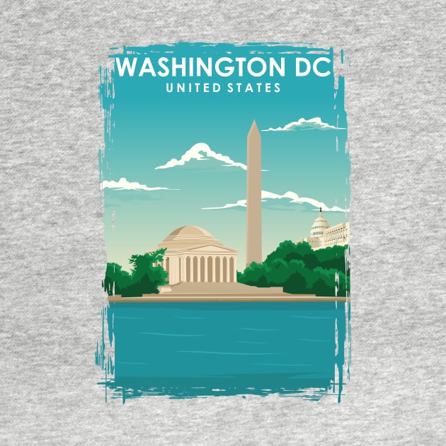 Washington DC Vintage Minimal Retro Travel Poster by jornvanhezik